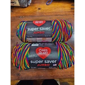 Red Heart Super Saver Jumbo Yarn Mexicana‎ 2 Skeins 10 oz Each 482 yards